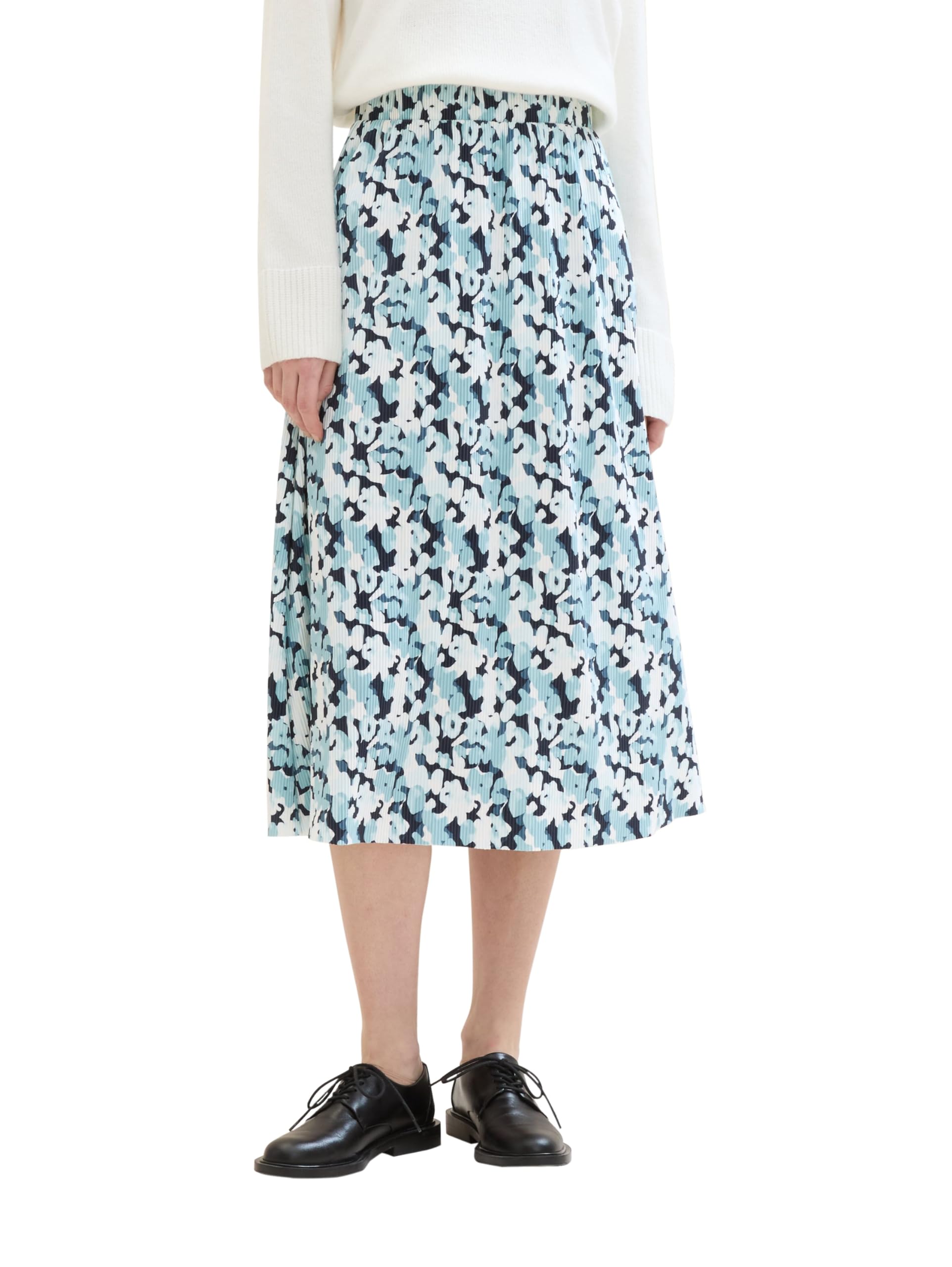 TOM TAILOR Damen Midi Plissee Rock mit Print