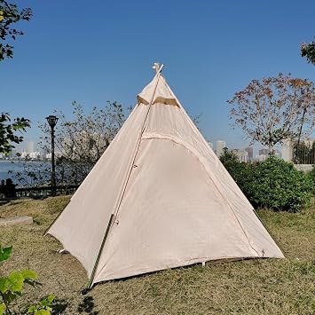300D Oxford Pyramid-Shaped Camping Tent Indian Glamping Tent Waterproof for Outdoor Camping Wedding Hiking