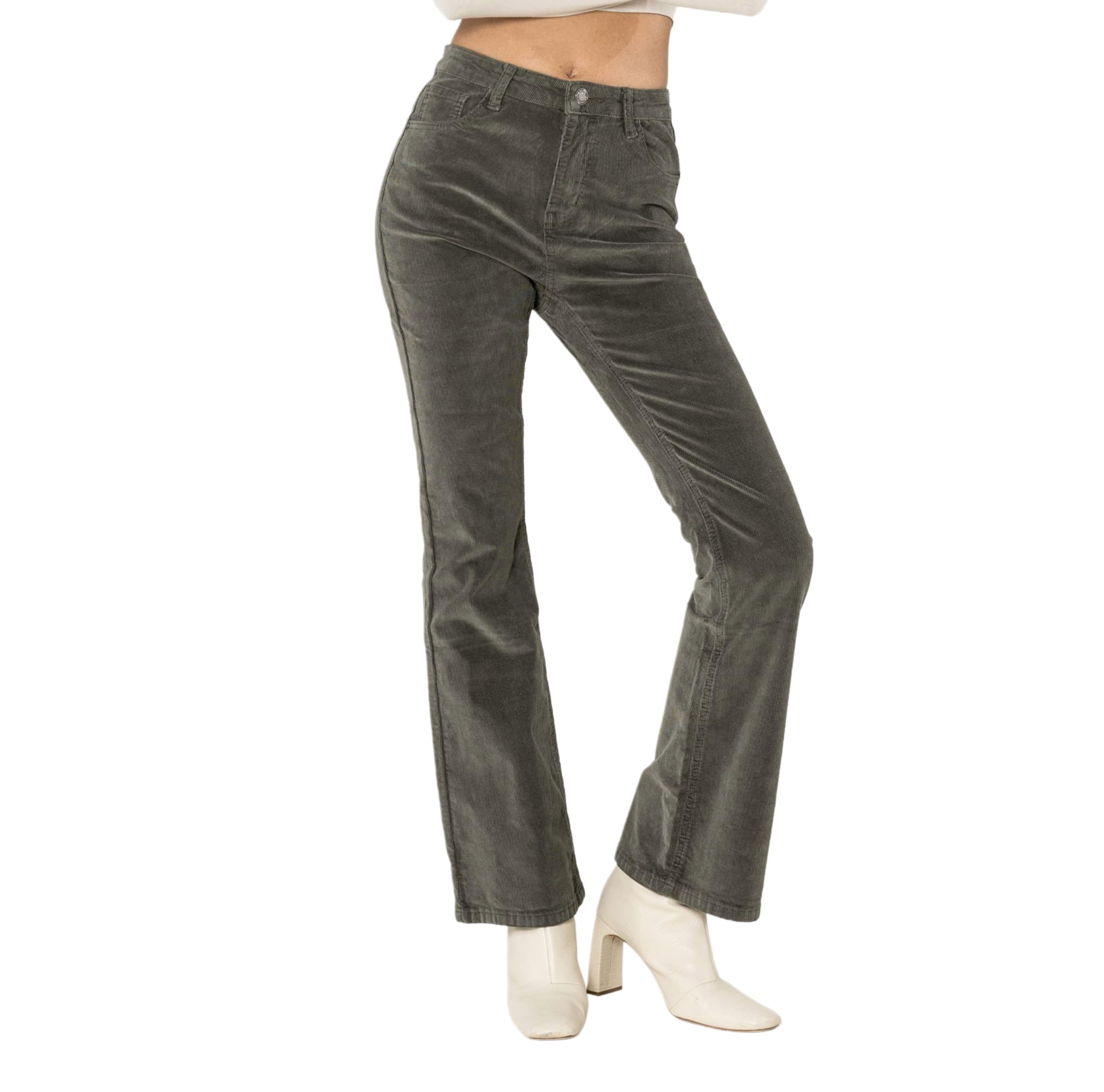 Nina Carter J221 - Pantalones de pana elásticos para mujer, cintura alta, con cordón de terciopelo, estilo vintage