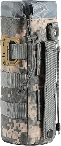 Bolsa Táctica para Botella de Agua Molle con Cordón, Parte Superior Abierta y Parte Inferior de Malla, Bolsa Militar para Botella de Agua, Portador