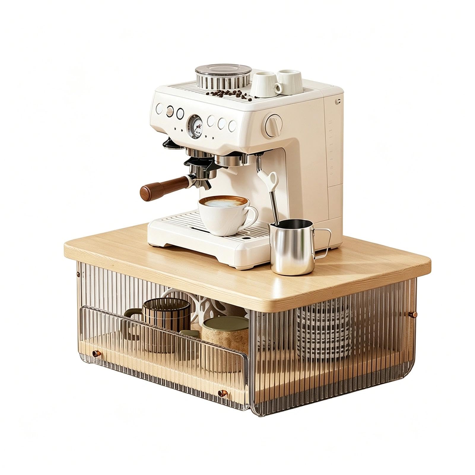 Coffee Station Organizer – Tea & Coffee Pod Cup Storage Box With Drawer, Acrylic Compartments For Home, Office, Hotel, Kitchen Counter(A,43x30.5x16cm)