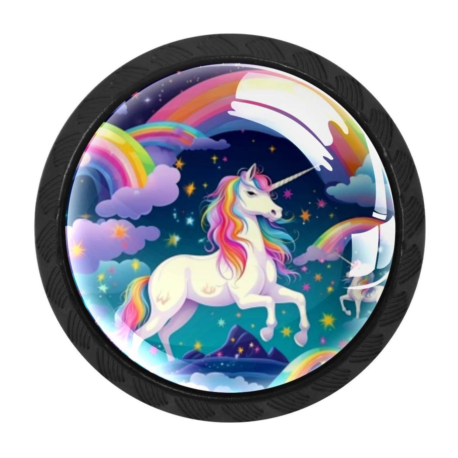 Chenzzzz Multicolored 19 4 Pcs Rainbow Unicorn Crystal Glass Cabinet Knob Drawer Pull Handle For Kitchen Cupboard Dresser Wardrobe Etc