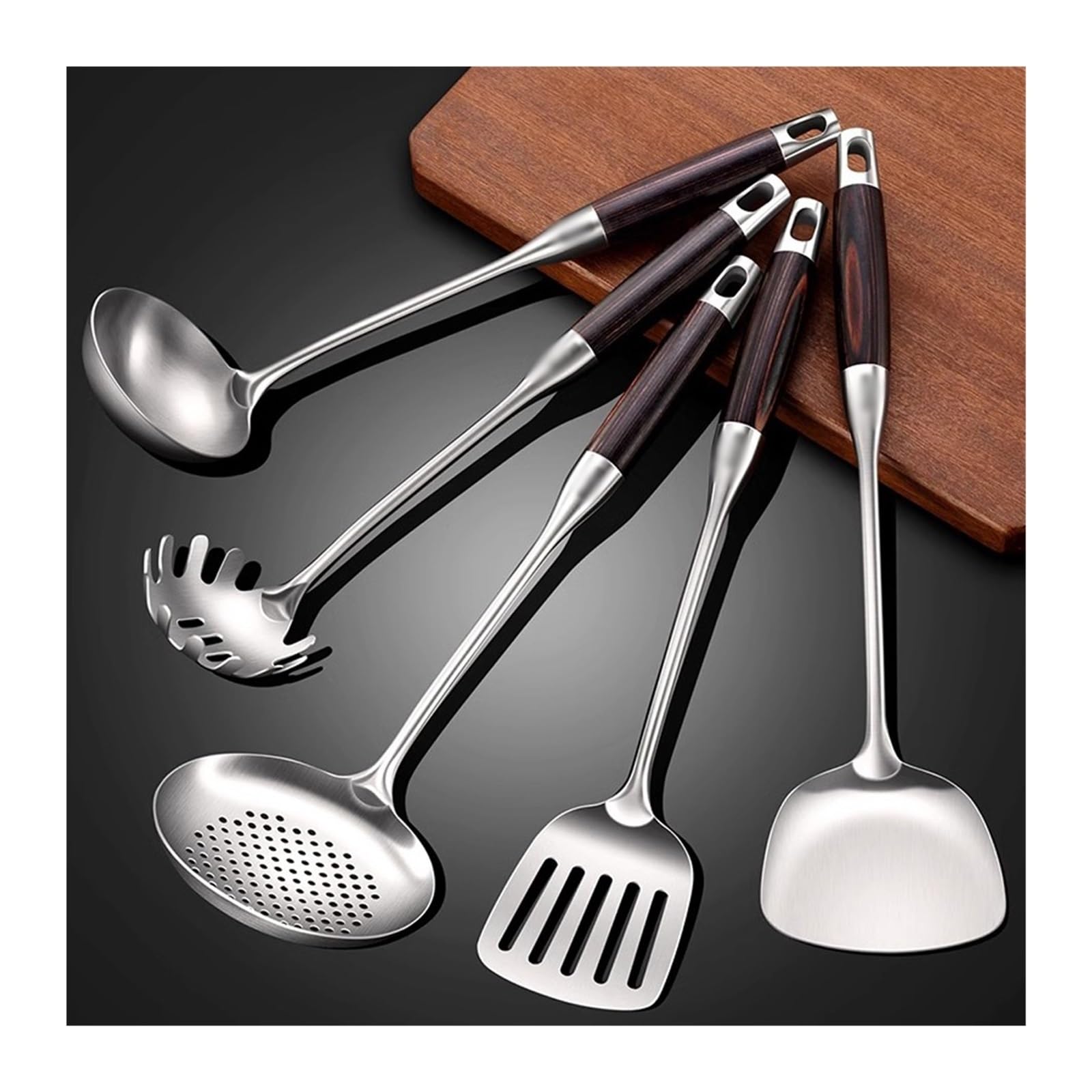 Set di utensili da cucina con manico antiscottatura in acciaio inossidabile Cucina domestica (D 5 pezzi)