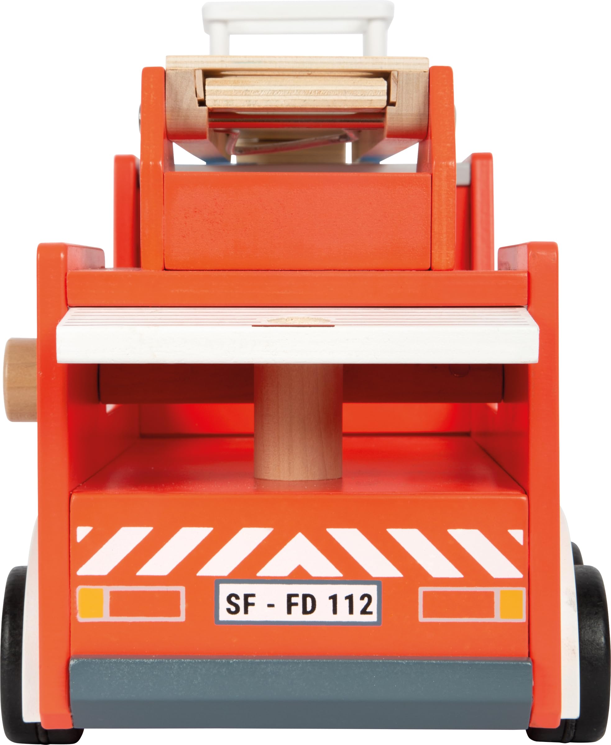 small foot Coche de Bomberos, Madera, con Escalera giratoria, Manguera, Acc. Juego Bomberos, a Partir 3 años, 12657