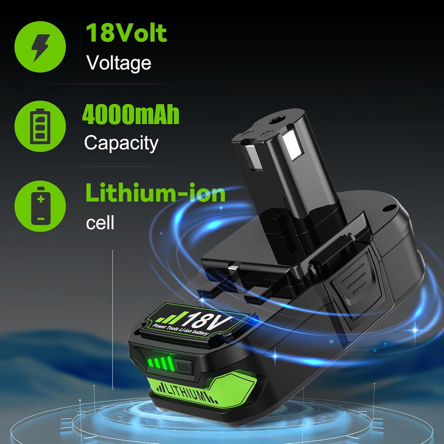 2Pack 4.0Ah Replacement for Ryobi 18V Battery Lithium Compatible with Ryobi 18 Volt Battery ONE+ Plus P102 P103 P104 P105 P106 P108 P107 P109 P190 PBP002 PBP003 PBP004 PBP005 Cordless Power Tools - Image 2