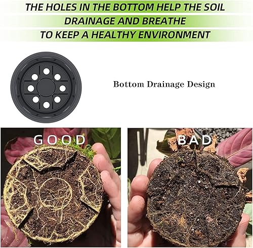 Miniatura 3 de Paquete de 50 macetas de cuarto de bebé, 4, 5 y 6 pulgadas, macetas de plástico duraderas para interiores, macetas decorativas modernas para plantas