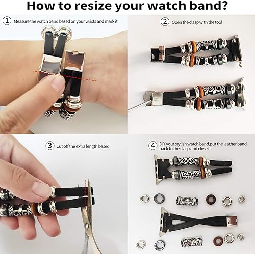 Miniatura 7 de KONAFEI Compatible con correas Fitbit VersaVersa 2Versa LiteVersa SE, correa de repuesto de cuero genuino de 0.906in con cierre de acero inoxidable