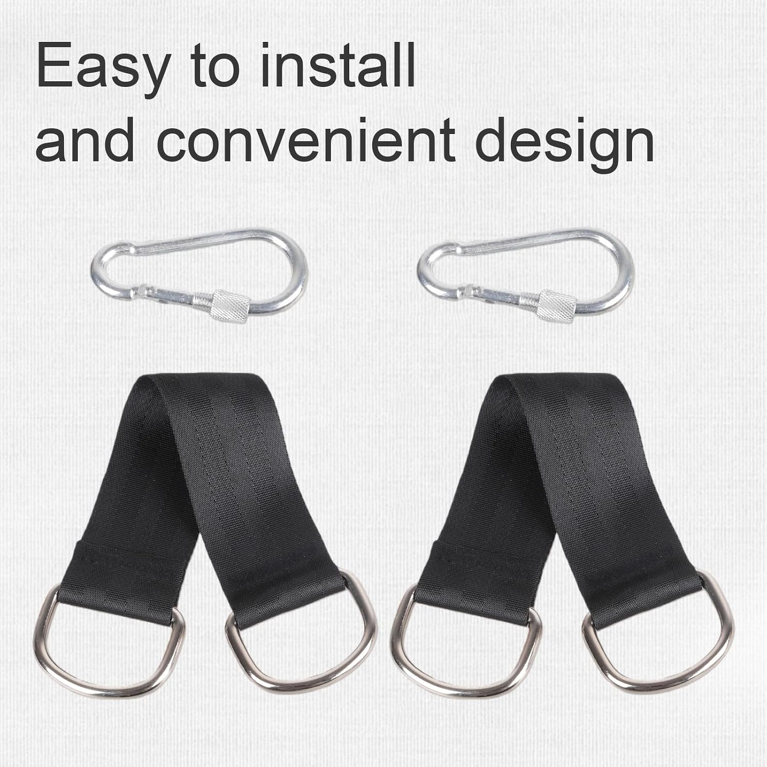 Hammocks Rope High Strengths Tree Hanging Swing Fixing Strap for Gym and Camping Use with Carabiners Heavy Type Polyester Strap