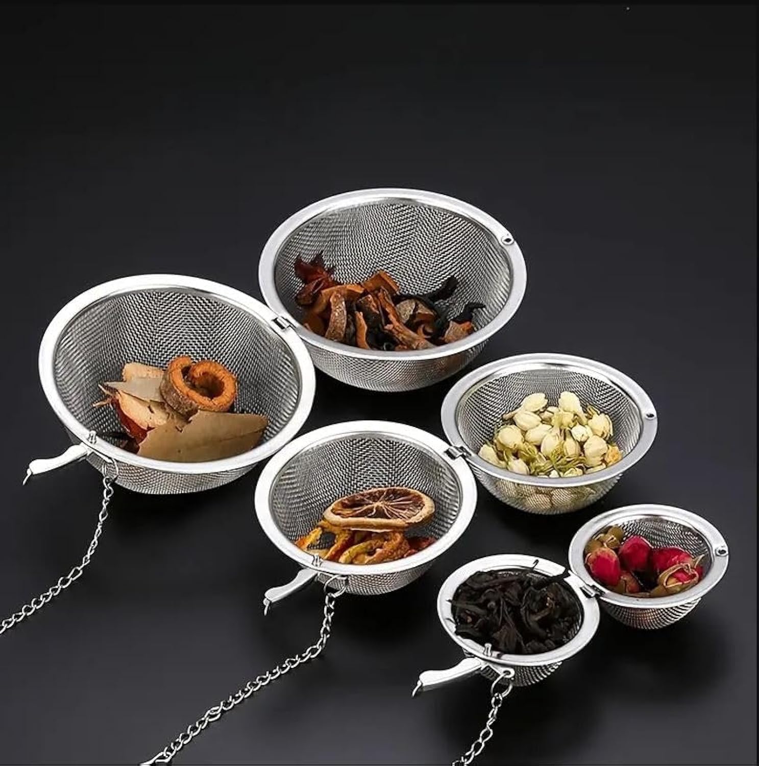 Kankuwar Stainless Steel Tea Ball - Mesh Infuser with Chain - Perfect for Loose Leaf Tea, Herbs, Spices, and More - Strainer for Brewing, Draining, and Rinsing - Ideal for Tea, Coffee, and Rice-Mix