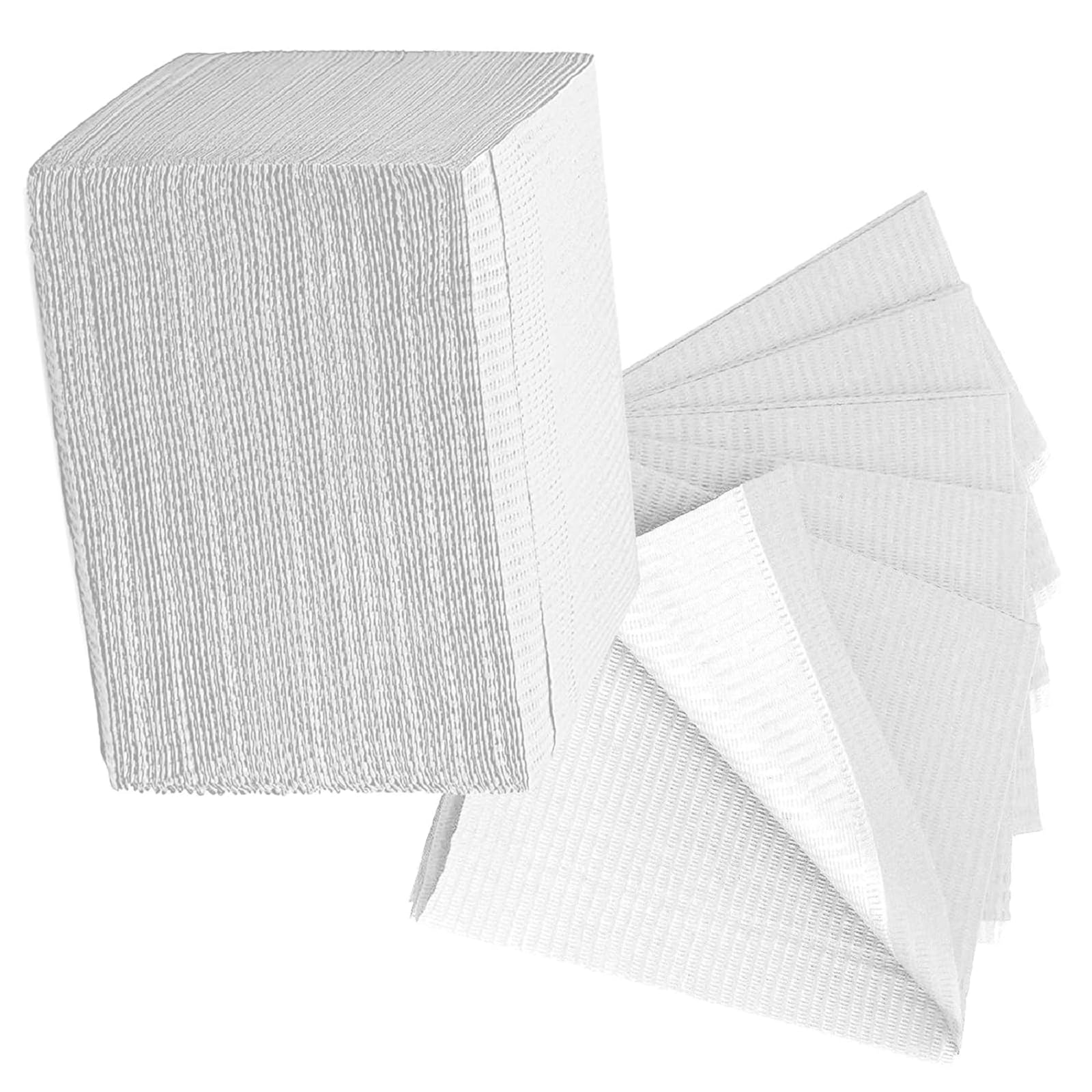 Lot de 125 bavoirs dentaires jetables pour patient, dentiste, 3 plis, tatouage, salon de manucure, nappe de tatouage, clinique dentaire et alimentation – 33 x 45,7 cm (blanc)