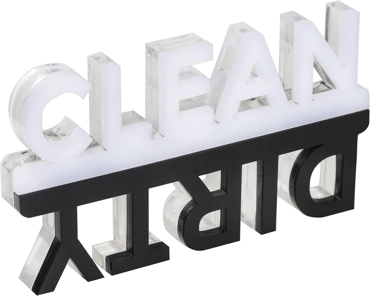 Tapeera Acrylic Laser Cut Clean Dirty Magnet for Dishwasher - Easy to Read Rotatable Dishwasher Clean Dirty Sign Indicator with Strong Magnets - Washed Not Washed Dishwasher Accessories (Black White)