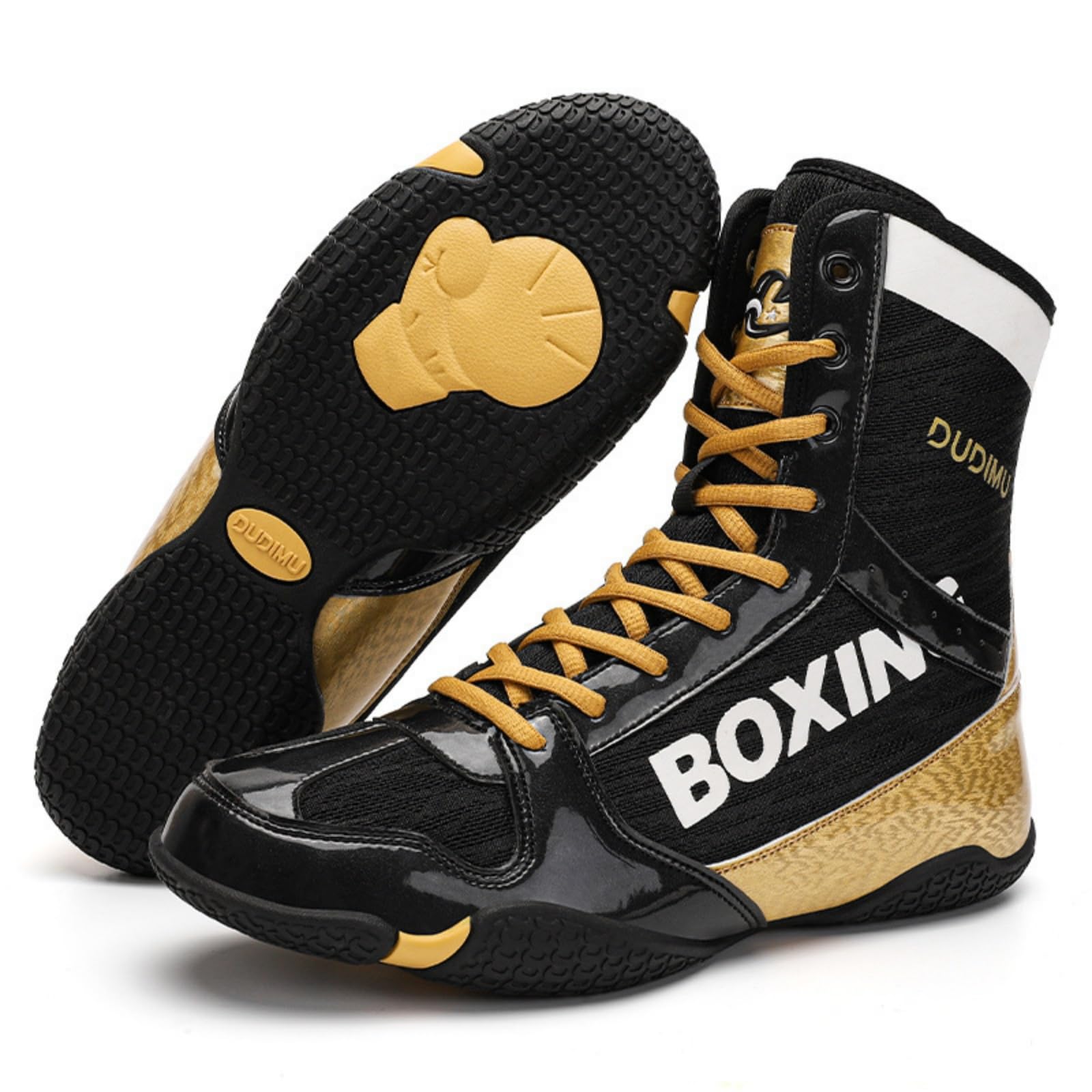 Hixingo Scarpe da Boxe Uomo Donna 36-46, Stivaletti da Wrestling Uomo Donna con Suole in Gomma Antiscivolo Leggero e Traspirante per Allenamento di Fitness