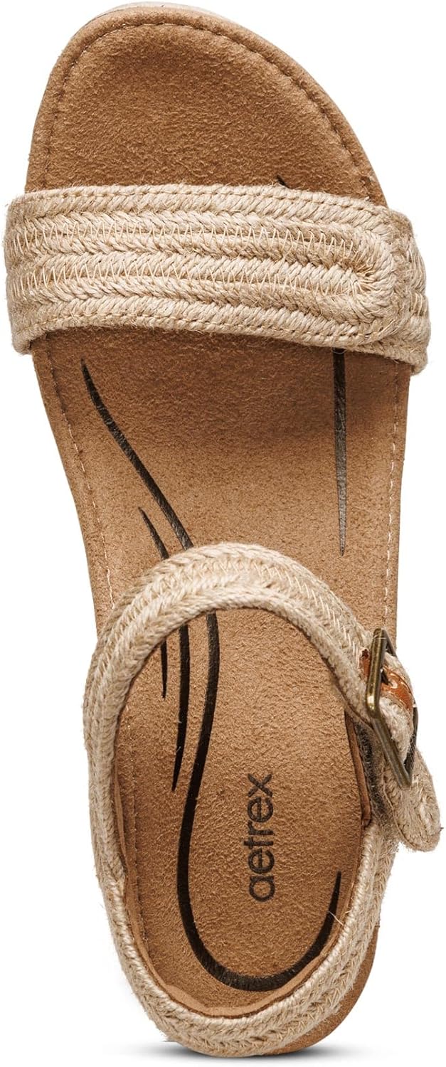 Aetrex Women's Sydney Orthopedic Quarter Ankle Strap Espadrille Wedge Sandals - Image 5