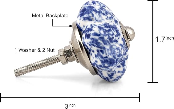 Craft Trade Blue Door Cabinet Knobs for Dresser Drawer Vintage Closet Ceramic Knob Colorful Pull Handles Cupboard Wardrobe Knobs for Kitchen Furniture Home Décor - Pack of 20