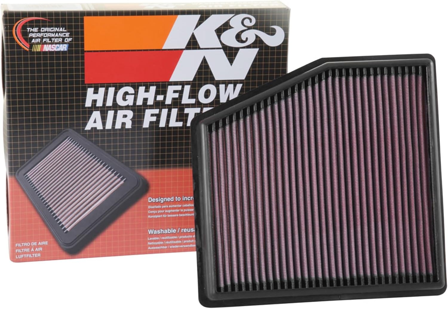 K&N High-Flow Original Lifetime Engine Air Filter: Increase Power: Premium, Washable: Compatible with 2017-2025 Chrysler: Grand Caravan, Pacifica, Voyger, 33-5061