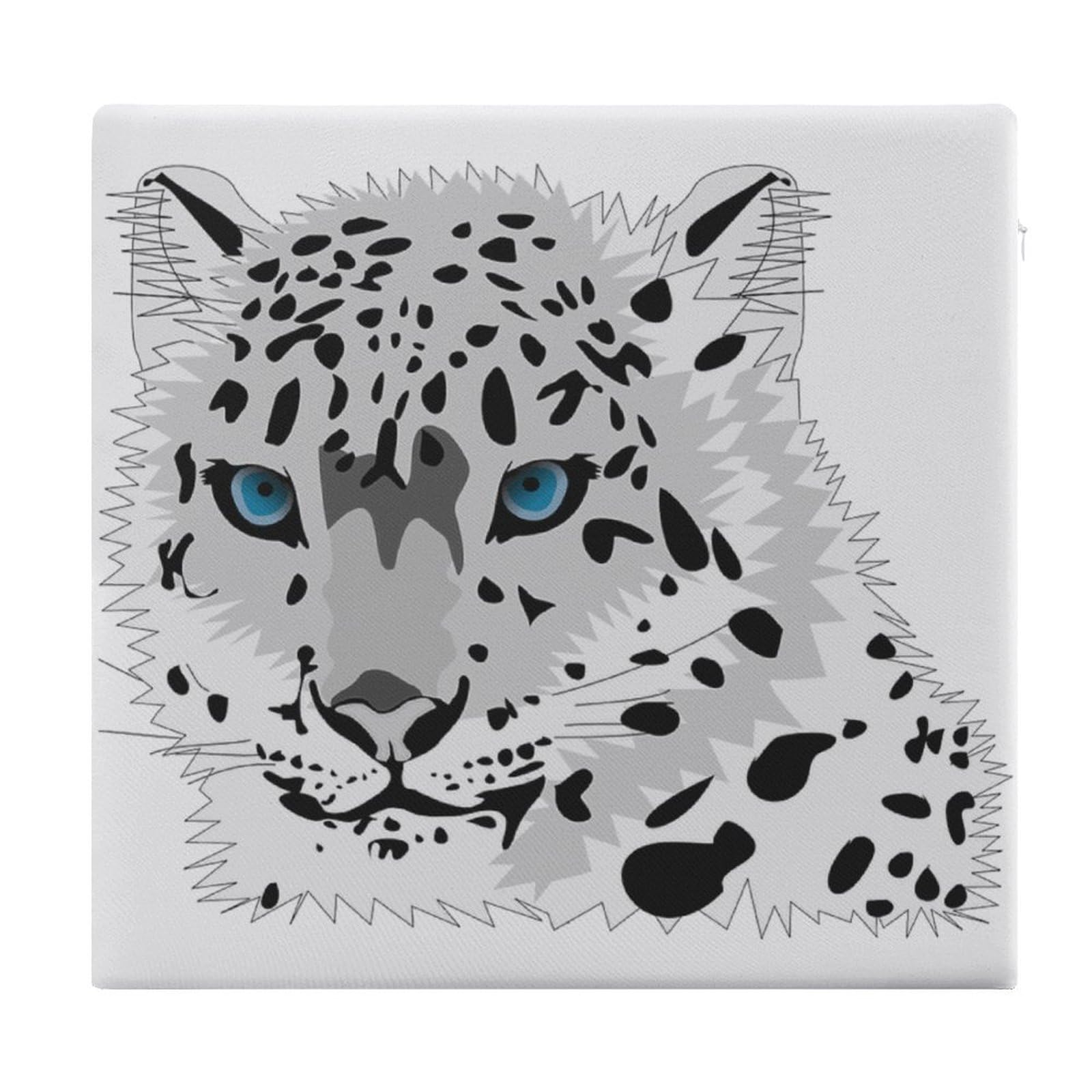 JZemdybill Chair Pad, Snow Leopard Seat Pad, Square Chair Cushion for Yoga Living Room Balcony