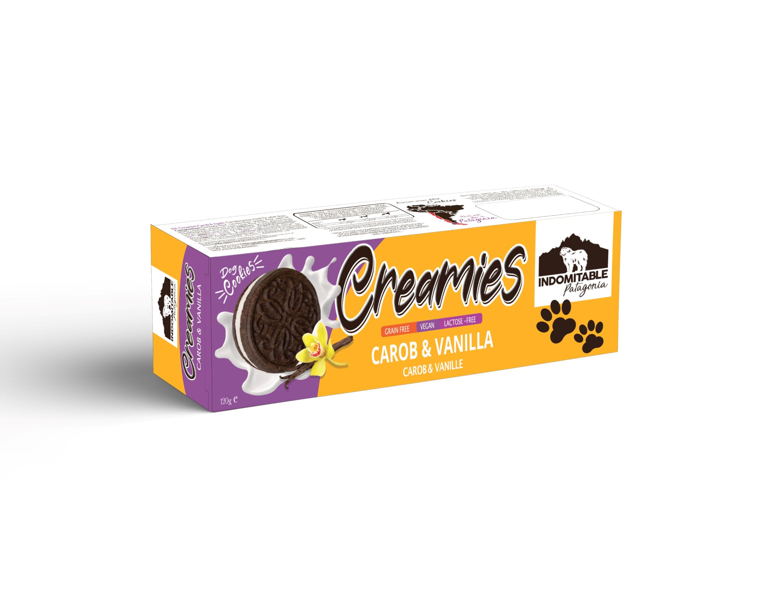 Caniland Creamies - Galletas para Perros de algarob y Vainilla, Galletas para Perros al Horno con Relleno Delicado, 1 x 120 g