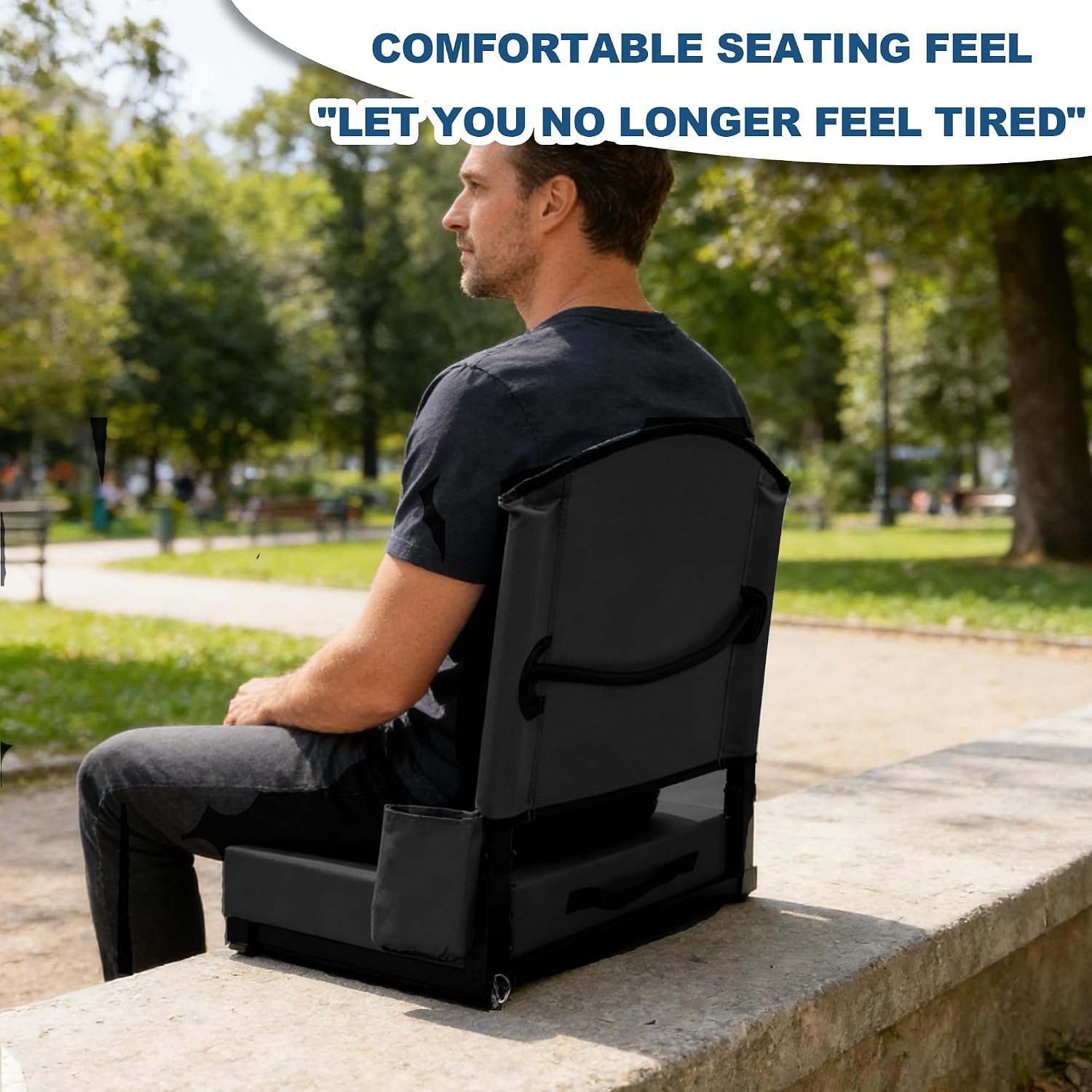 Stadium Seats with Back Support Thick Cushion Bleacher Chair with Shoulder Strap and Handle Portable Bleacher Seat for Sport Events