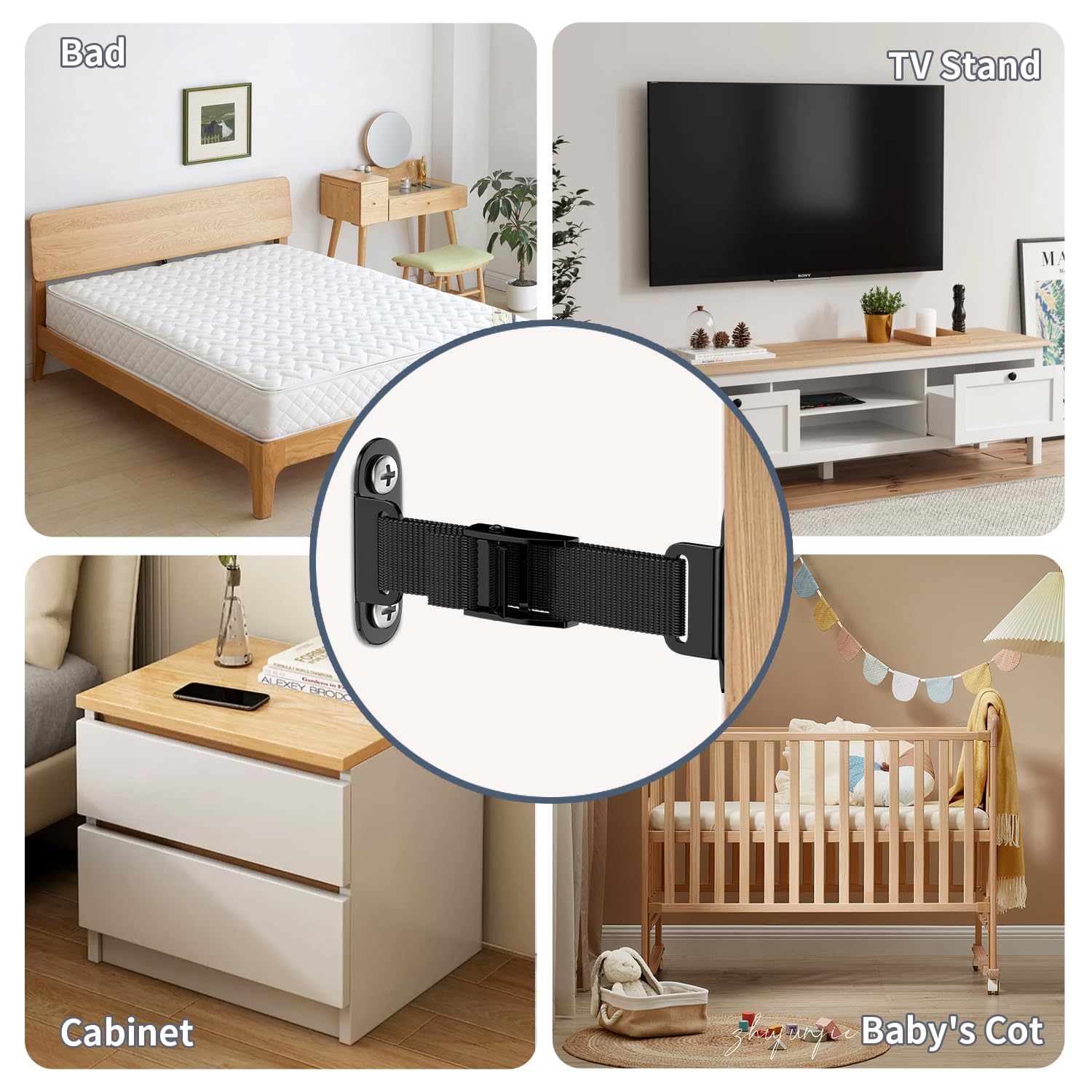 Anti-Tip Furniture Anchors - Baby Proofing Kit -5 Anti-Tip Furniture Anchors - Baby Proofing Kit -5