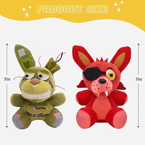 Miniatura 4 de MIGELIN FNAF - Juego de peluches de Freddy Fazbear y Foxy y Springtrap de 7 pulgadas, animales de peluche FNAF para cumpleaños y Navidad, peluche