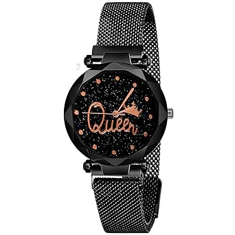 PIVOT Black Color Queen dial Magnet Belt Watch for Girls, Magnet Belt Watch for Women