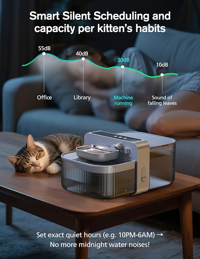 Fuente de Agua Inalámbrica para Gatos Chumajor 3.5L Sin Filtros, Batería 180 Días miniatura 6