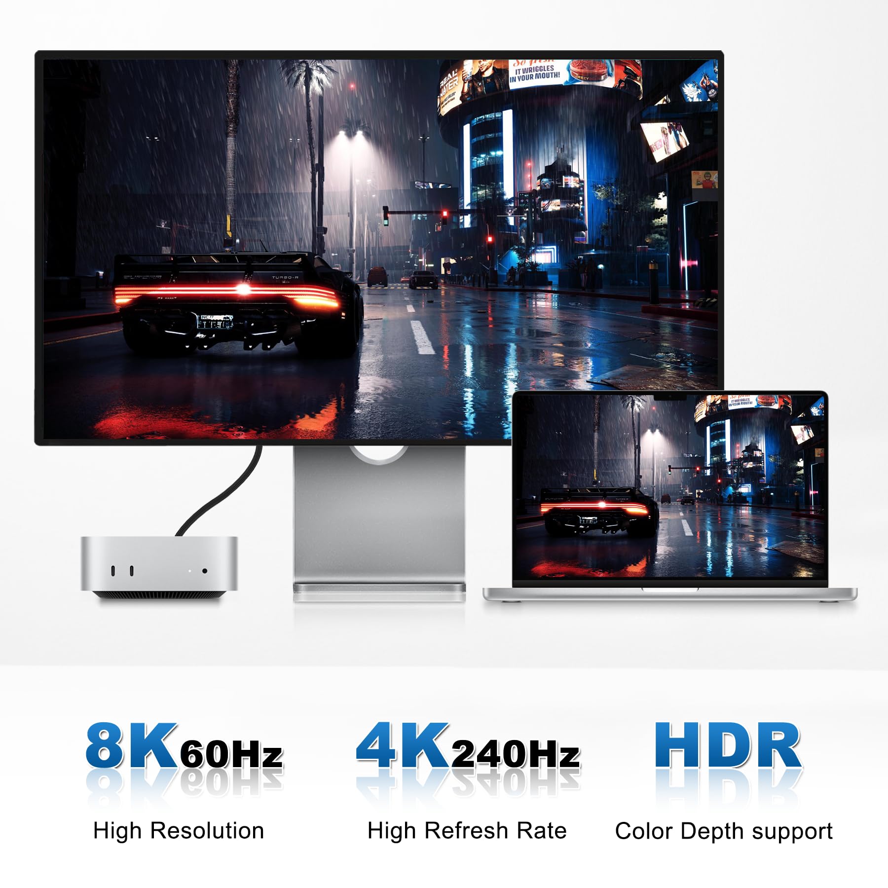 Câble Thunderbolt 4, câble USB4 2m 40 Gbps, cable de recharge USB-C PD3.1 240W 48V 5 A, cable vidéo 8K60Hz 4K144Hz USBC pour ordinateur portable/Pad/Phone/moniteur/station d'accueil/dock/SSD