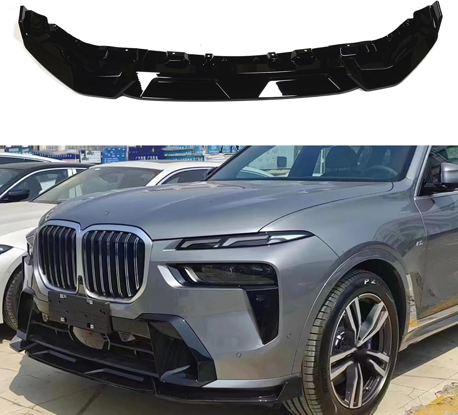 Front Bumper Spoiler Splitter Lip Body Kit for BMW G07 X7 2023-2025 Glossy Black