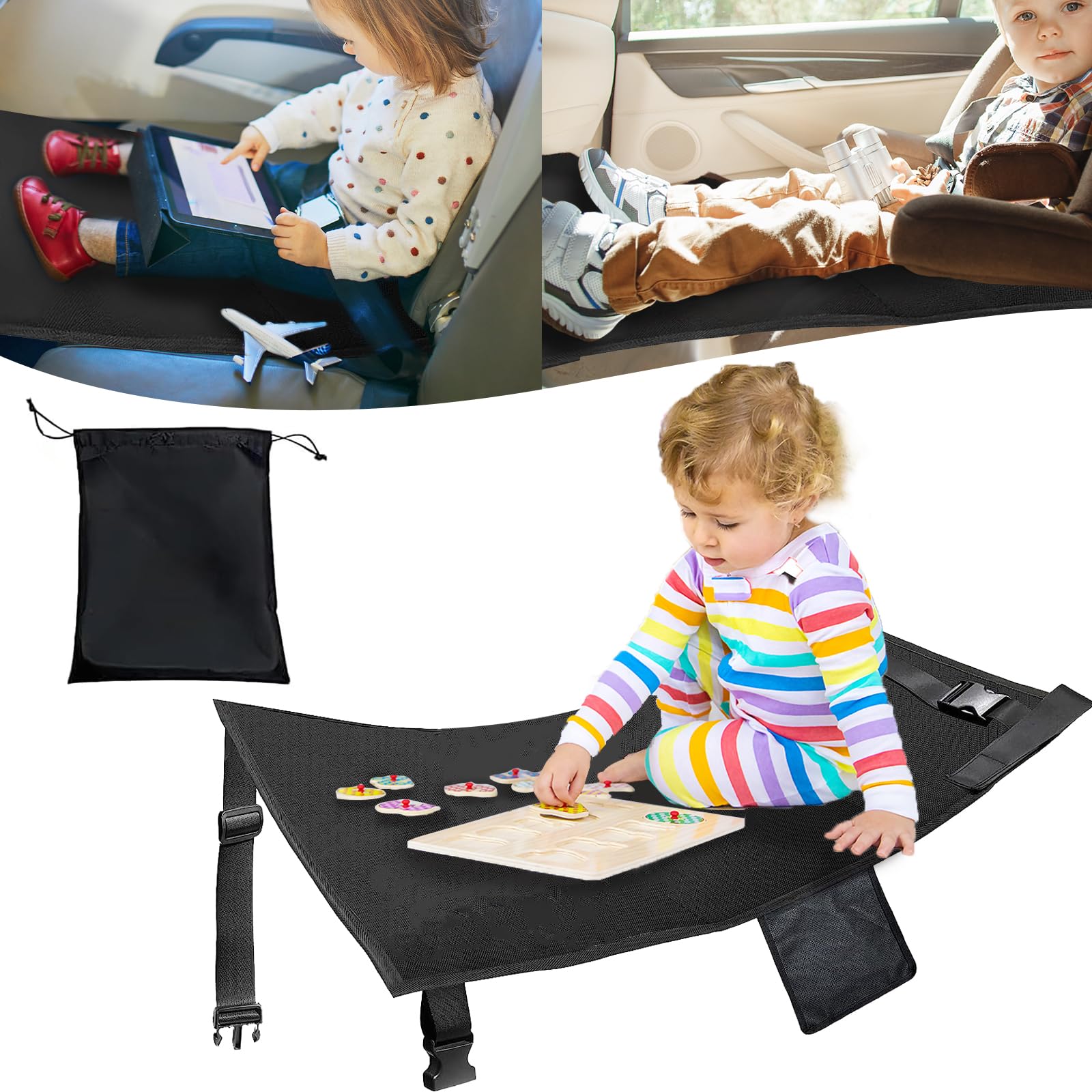 Voetsteun vliegtuig voor kinderen, opvouwbaar, 77 x 44 cm, vliegtuigstoelverlenging
