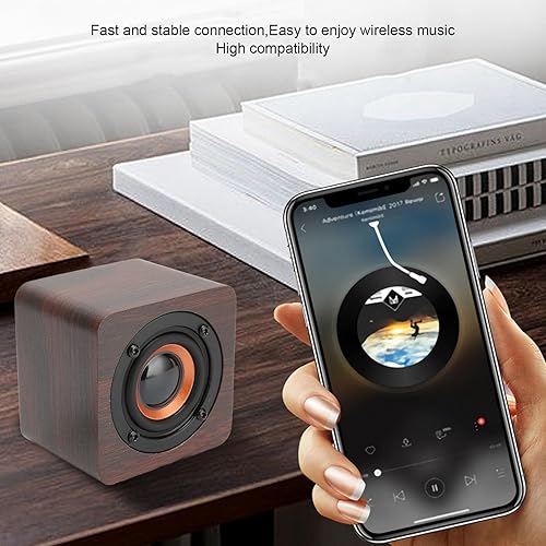 Miniatura 3 de Heayzoki Altavoz Bluetooth retro de madera, altavoces de audio para el hogar de madera de bambú con subwoofer, altavoz de madera vintage para