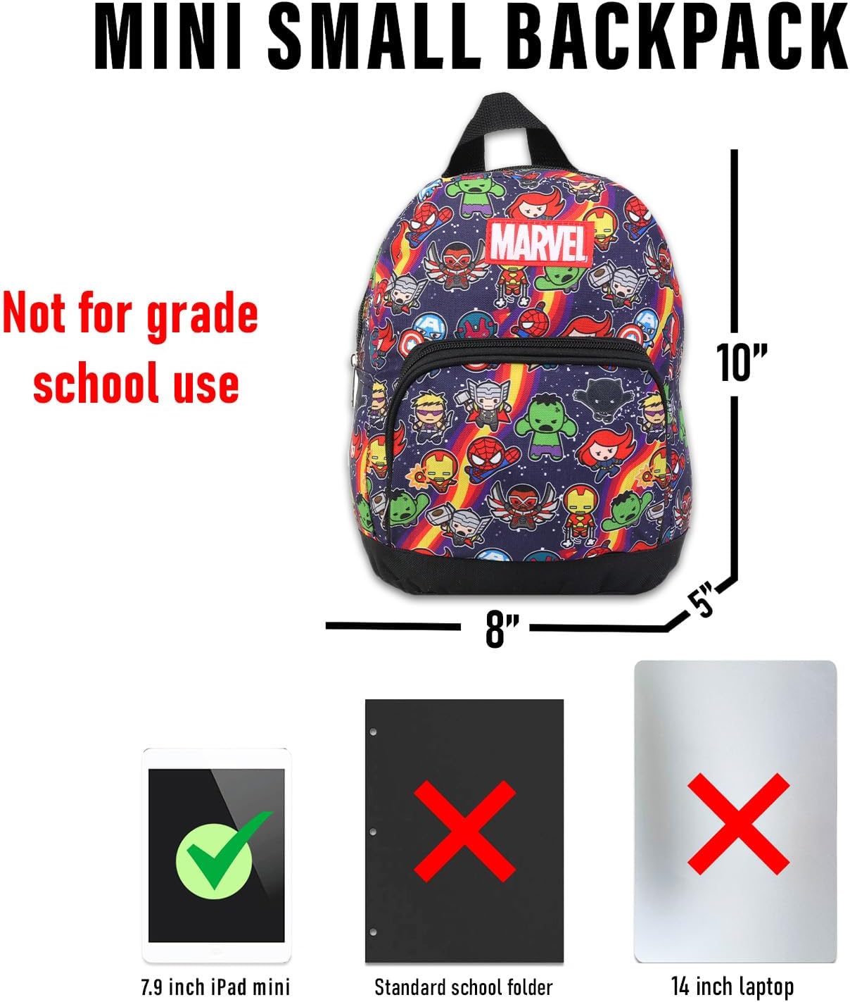 Marvel Avengers Mini Backpack Set ~ 5 Pc Canvas Avengers Superhero 10 Inch Mini Backpack with Stickers, More - Image 9