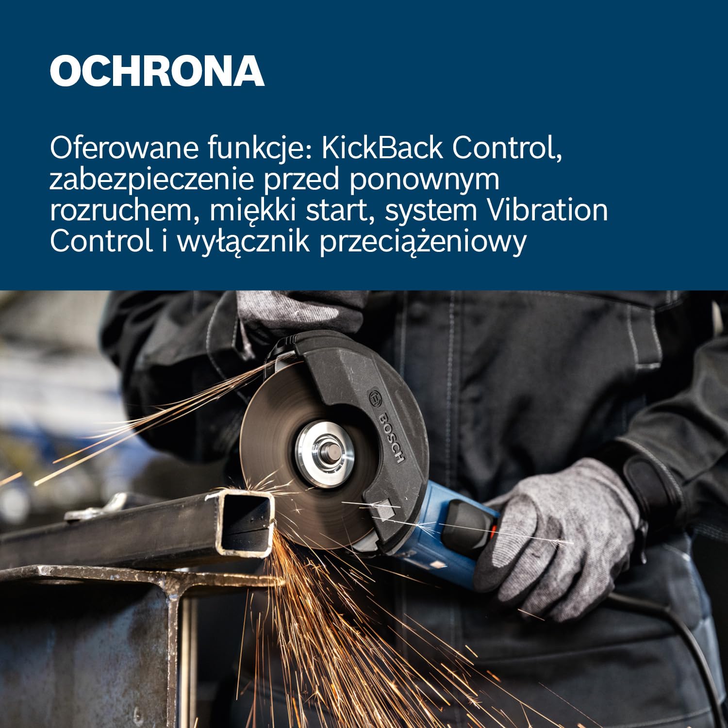 Bosch Professional: sieciowa szlifierka kątowa GWS 12-125 P (Ø tarczy: 125 mm, moc 1 200 W, rękojeść dodatkowa z systemem Vibration Control, pokrywa ochronna, klucz widełkowy)