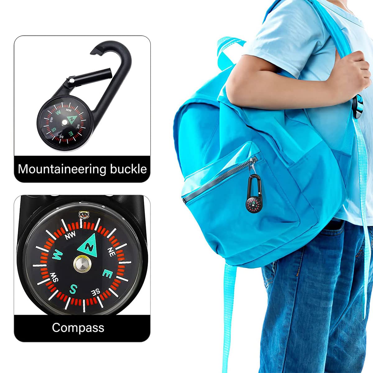 NbgrvB Moschettone Bussola Orologio per Escursioni e NbgrvB Moschettone Bussola Orologio per Escursioni e