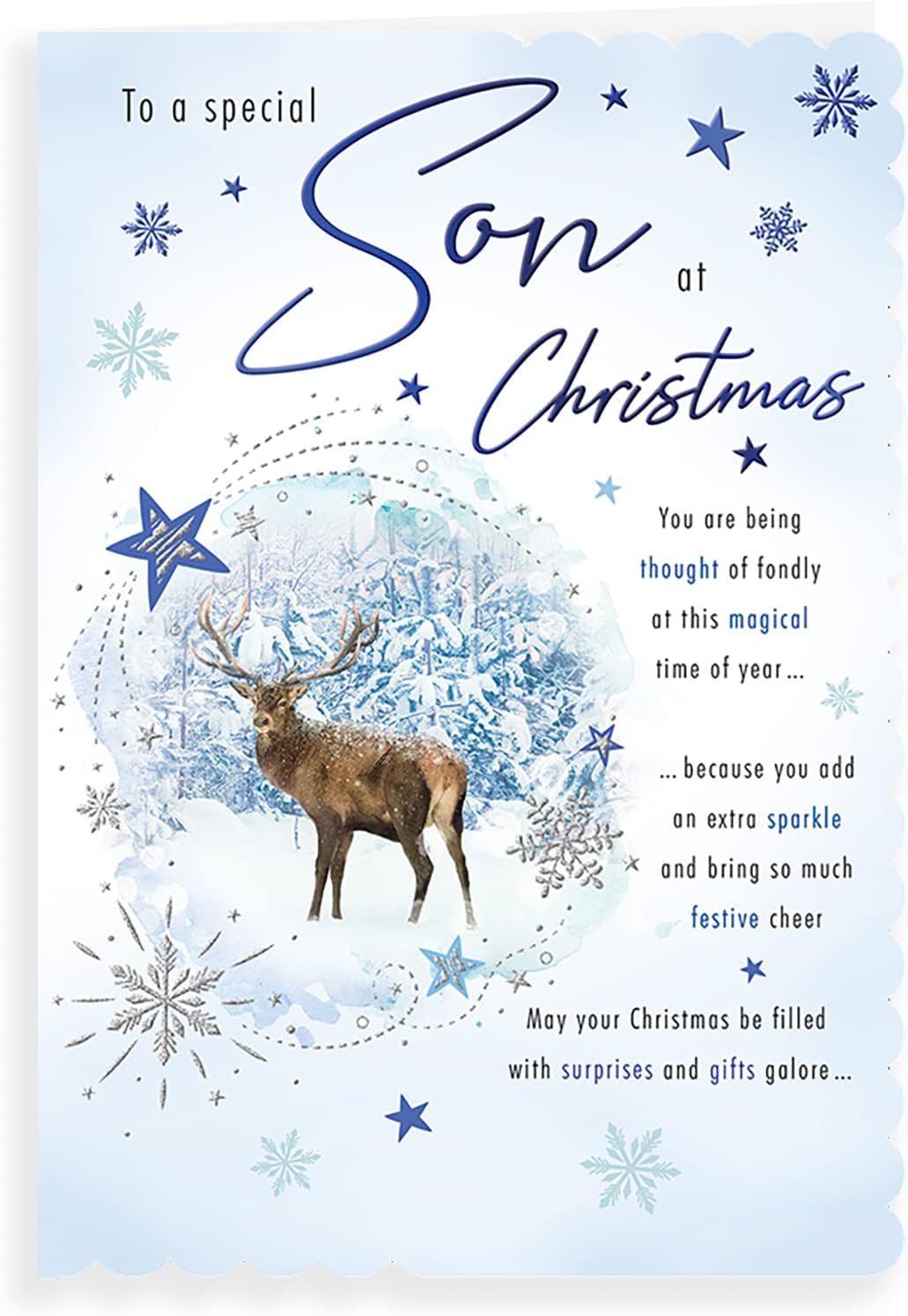 doodlecards Son Christmas Card Abstract Gold Tree Medium Size with Plain Envelope Amazon.co.uk