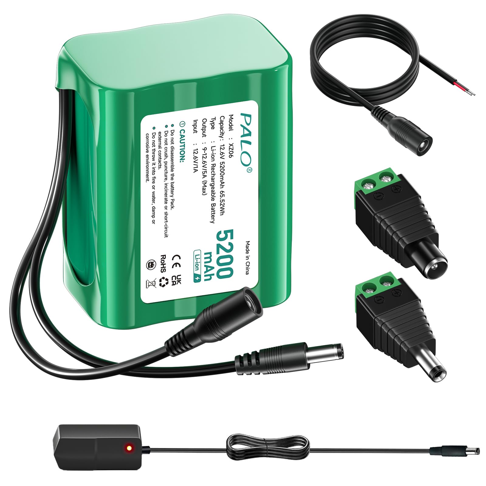 Akumulator litowy 12,6 V DC 5200 mAh nadaje się do urządzeń 12 V, używany do paneli słonecznych, taśm świetlnych LED, odtwarzaczy MP3, routerów, przenośnych płyt DVD, dronów, świateł