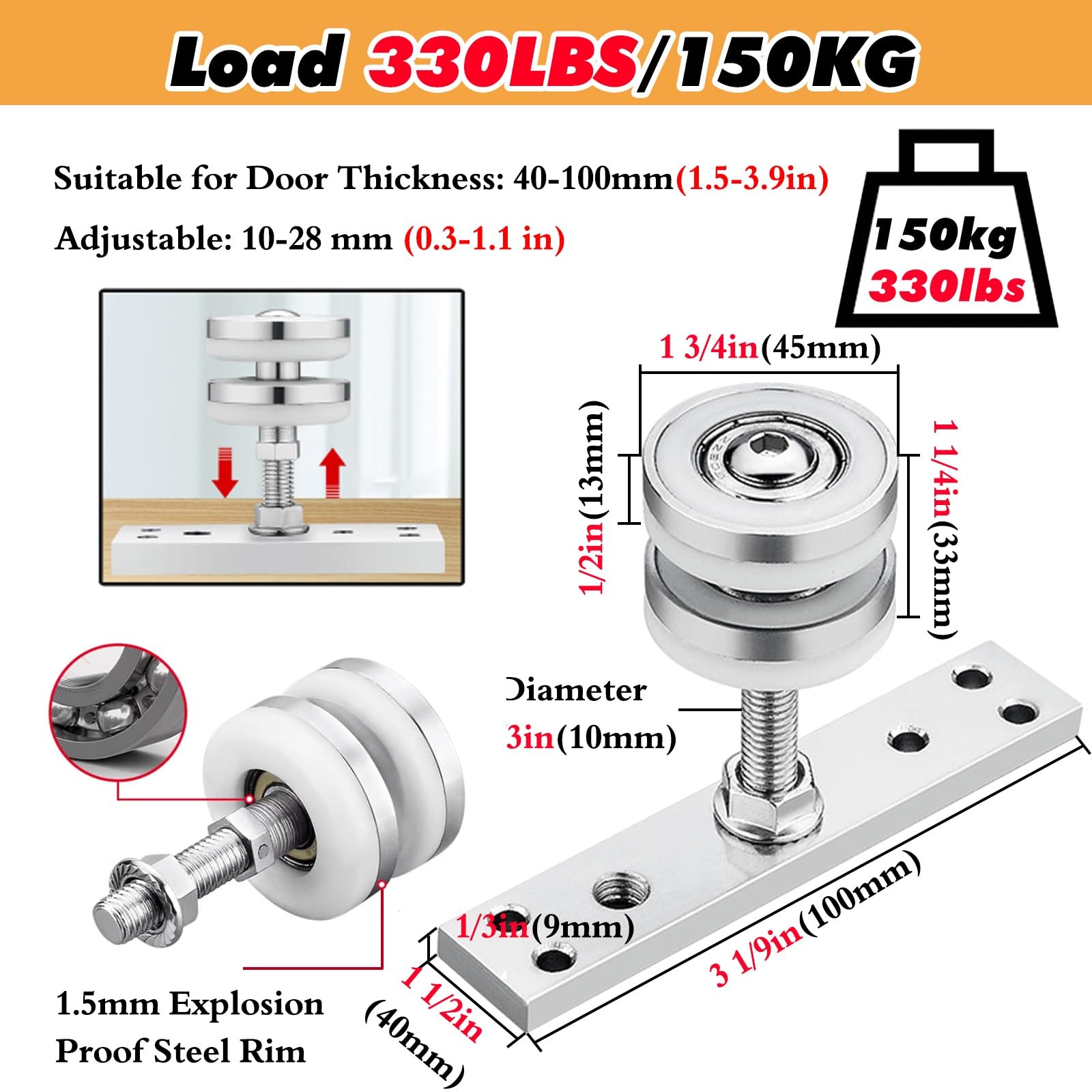 Set Prowadnic Do Drzwi Składanych Z Obejściem Równoległym, Wytrzymałe, Składane Drzwi Do Stodoły Z Aluminiowymi Szynami Górne Dolne Szyny(350cm/137.7in/11.4ft)
