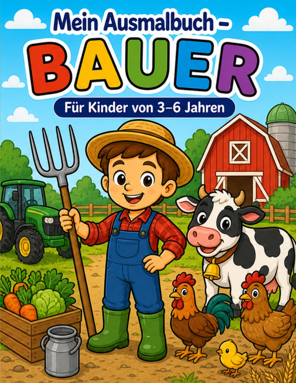 Mein Ausmalbuch - Bauer: Für Kinder von 3-6 Jahren | Kreativer Malspaß rund um Bauernhof und Tiere | Für Rechts- & Linkshänder geeignet (Mein Ausmalbuch - Berufe entdecken)
