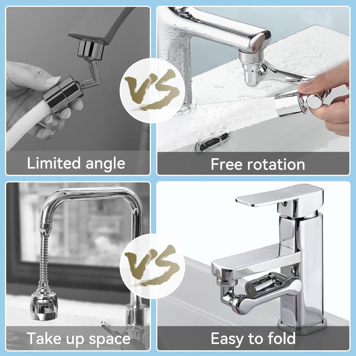Hasaller Wasserhahn-Verlängerung - 1080° Drehbar Mit 2 Strahlarten