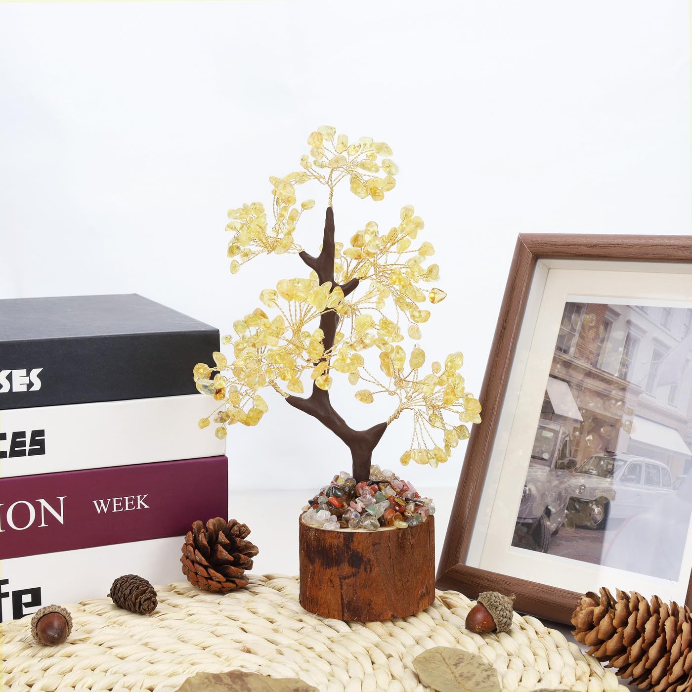 GUJOXILA Citrine Crystal Tree of Life Healing Crystals Gift for Women Citrine Crystals Feng Shui Money Tree Ornament Yellow Spiritual Meditation Reiki Gifts Office Desk Home Decor - Image 4