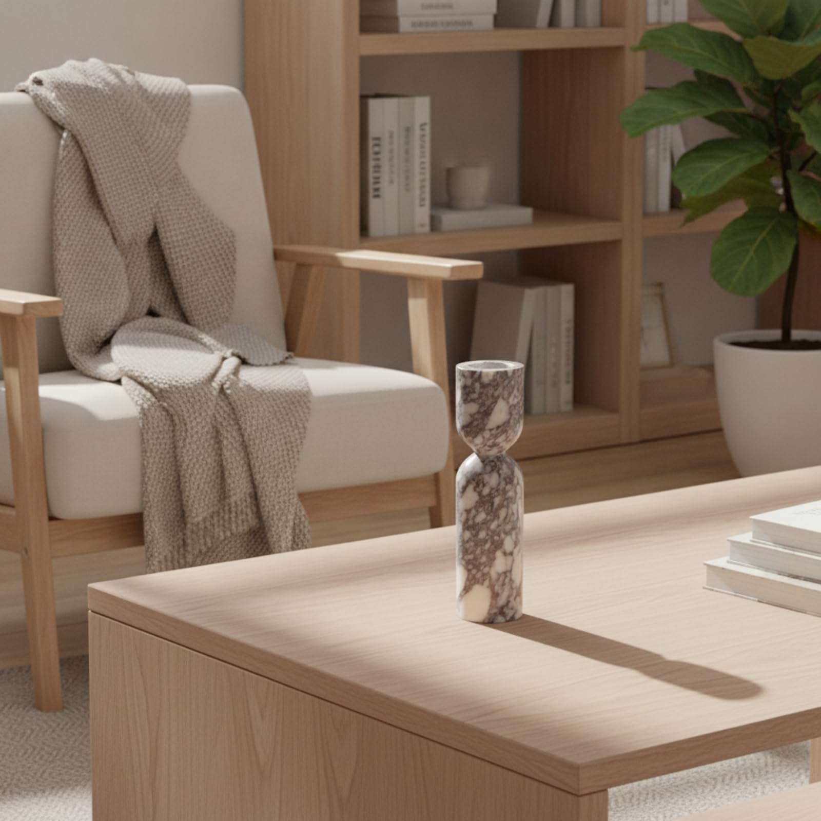 Kerzenhalter Marmor Sanduhrform Kerzenständer Steinsockel Kerzenbasis Eleganter Look Zeitgemäßes Ambiente für Wohnung Büro Empfangsbereich Dekoration, Tall Style