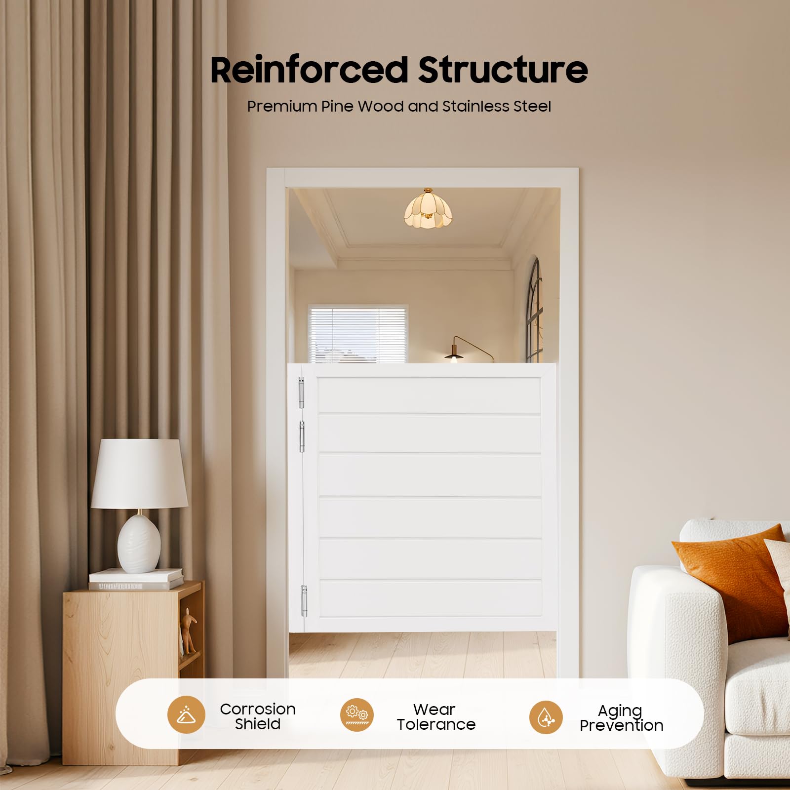 Barrera de seguridad universal para bebés, color blanco | Barrera de seguridad para perros y escaleras, apertura por ambos lados, cierre automático, para interior y exterior