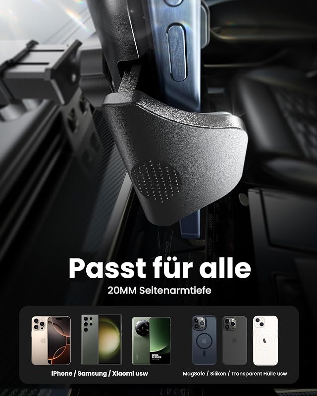 andobil 3-in-1 Univerzális Autós Telefontartó - Szellőzőrácsra és Szélvédőre, Karbon Fekete, iPhone Samsung Huawei Xiaomi Kompatibilis