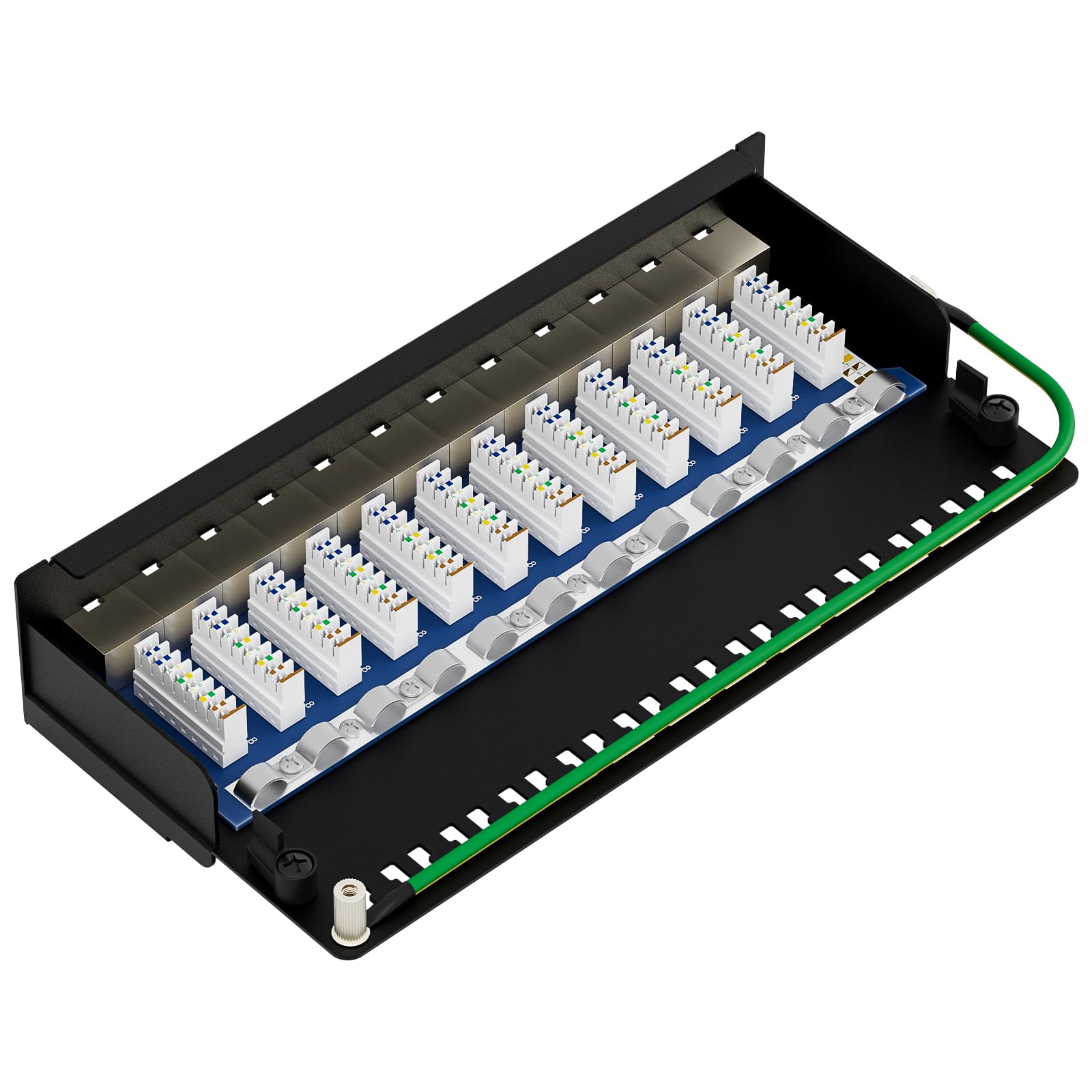 FGB Panneau de brassage CAT 7 - 12 ports - Montage sur table / mural / bureau - Blindé - 12 prises RJ45 - Panneau de distribution LSA pour commutateur réseau Gigabit