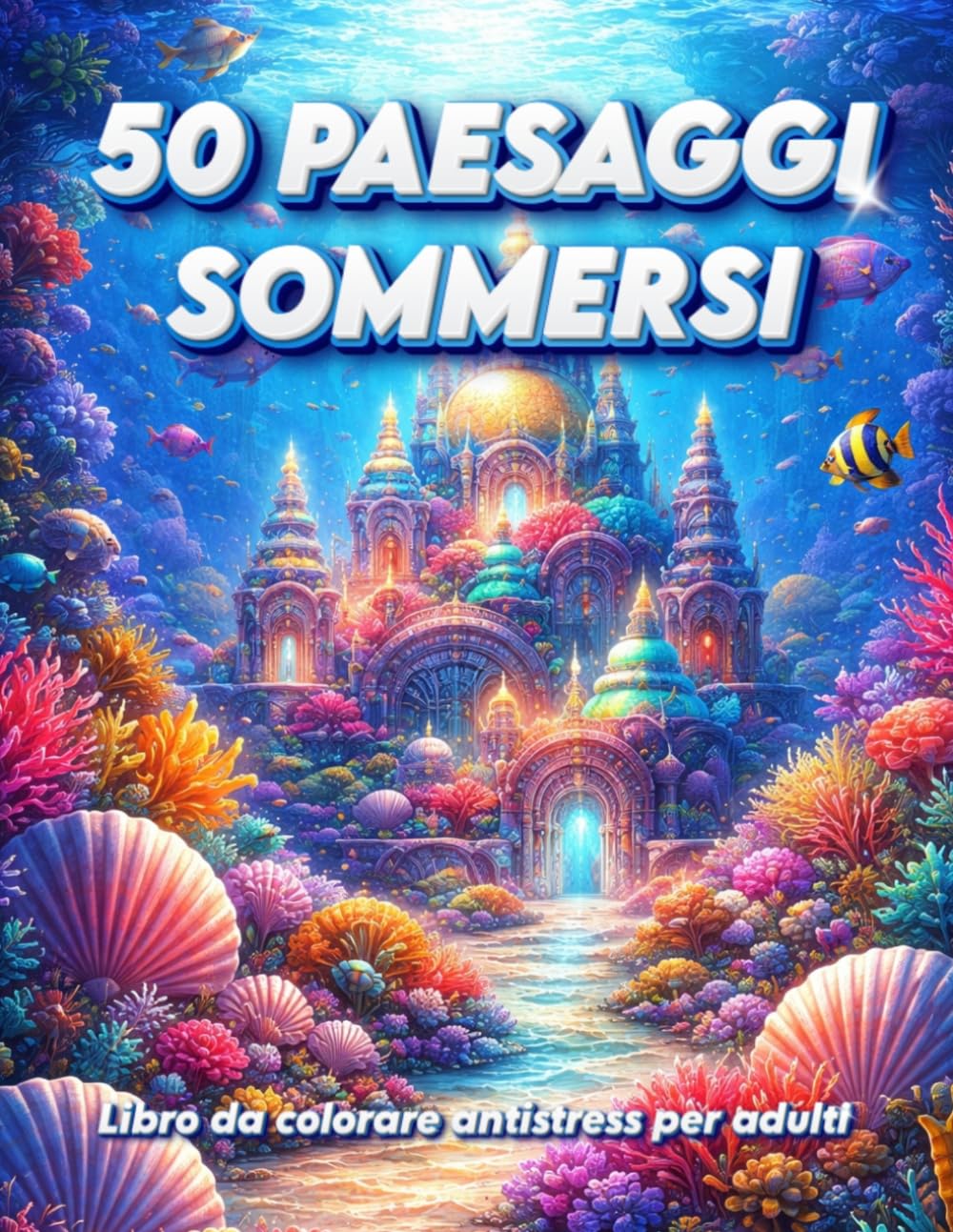 50 Paesaggi Sommersi. Libro da colorare antistress per adulti: 50 paesaggi oceanici e creature marine da colorare. Illustrazioni premium, grandi e ... (Paesaggi da Incanto: Collezione Antistress)