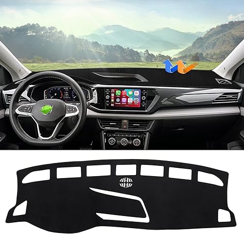 Autorder Ajuste personalizado para alfombrilla de cubierta de salpicadero 2022 2023 Volkswagen Taos S SE SEL Accesorios Tapete de tablero de franela