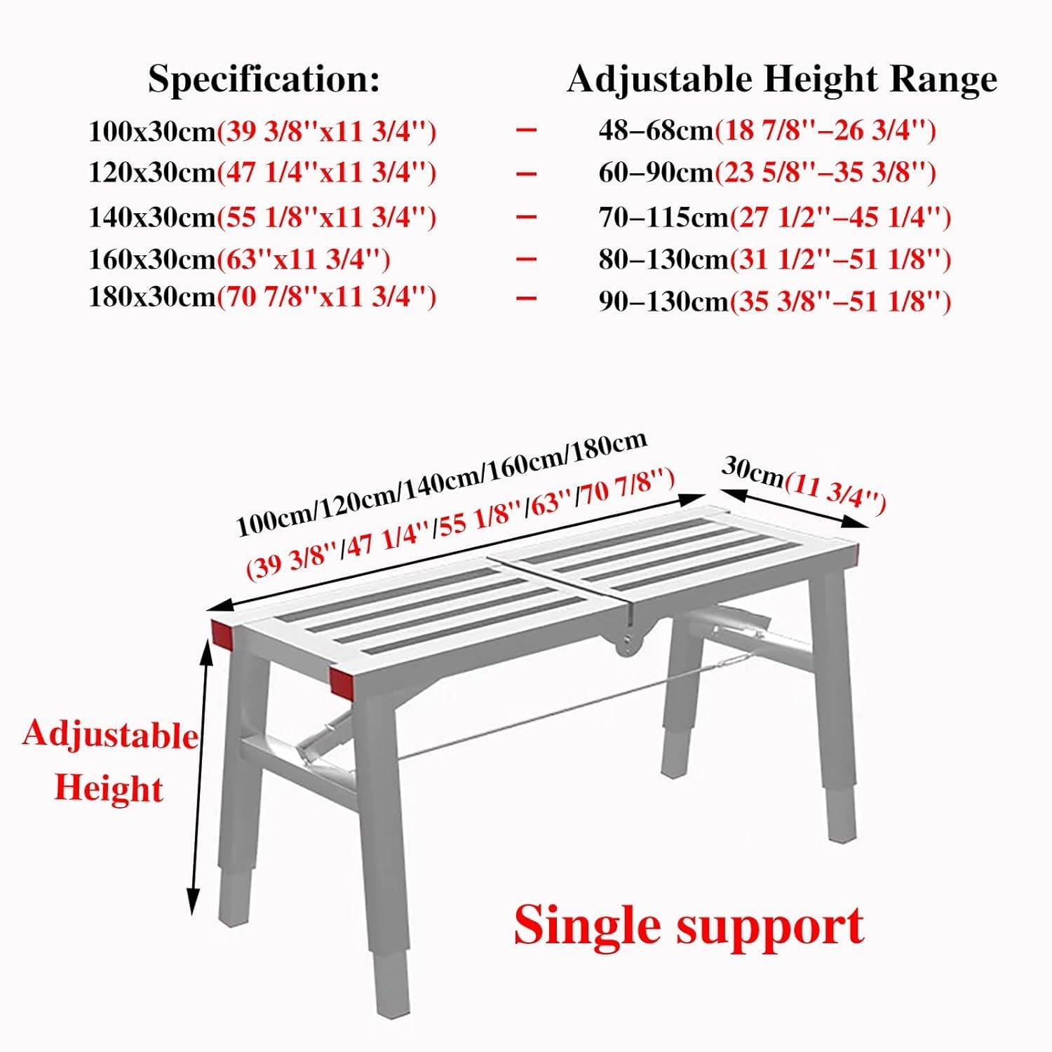 Plateforme d'échafaudage de haie – Pieds réglables, marche industrielle pliable pour lavage d'escalier et de véhicule,