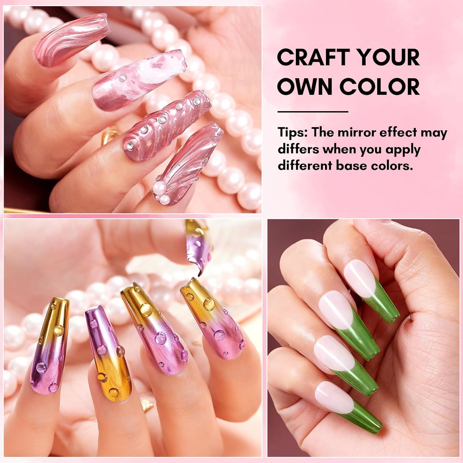MEI DE MODA Mirror Chrome Nail Powder Set - 12 Colors Metallic Holographic Chrome Nail Powder Purple Green Red Rose Gold Nail Chrome Powder for Gel Nails Manicure Nail Art Chrome Powder Gifts for Women 3
