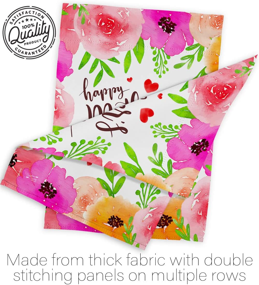 Colorful Happy Mother's Day Garden House Flag - Set Family Mom Mama Grandma Love Flowers Parent Sibling Relatives Grandparent - Decoration Banner Small Yard Gift Double-Sided Made In USA 28 X 40