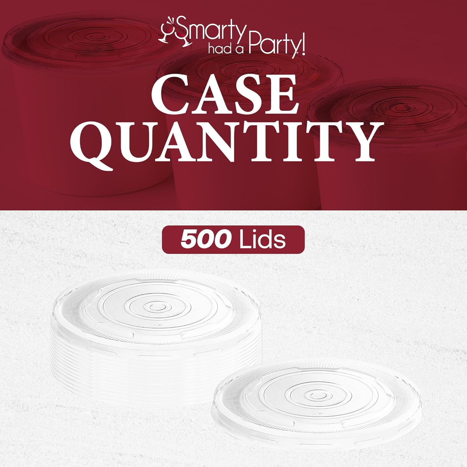 Smarty Had A Party 500 Count Clear Plastic Lids for Squat Paper Soup Cups – Fits 6 oz, 8 oz, 12 oz & 16 oz Disposable Containers – Leak-Resistant, BPA-Free,Tight-Seal Covers for Takeout & Catering