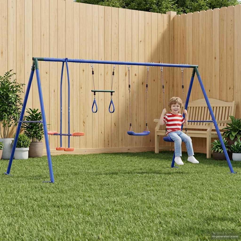 Juego de columpio para exteriores, multicolor, con marco de acero y polietileno, resistente a la intemperie, 330 x 185 x 185 cm, para jardín, patio, asiento ajustable, juguete de jardín para